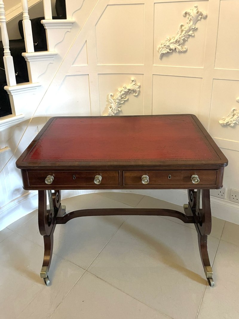 Superb Quality Antique Regency Mahogany Free Standing Writing Desk - Image 7